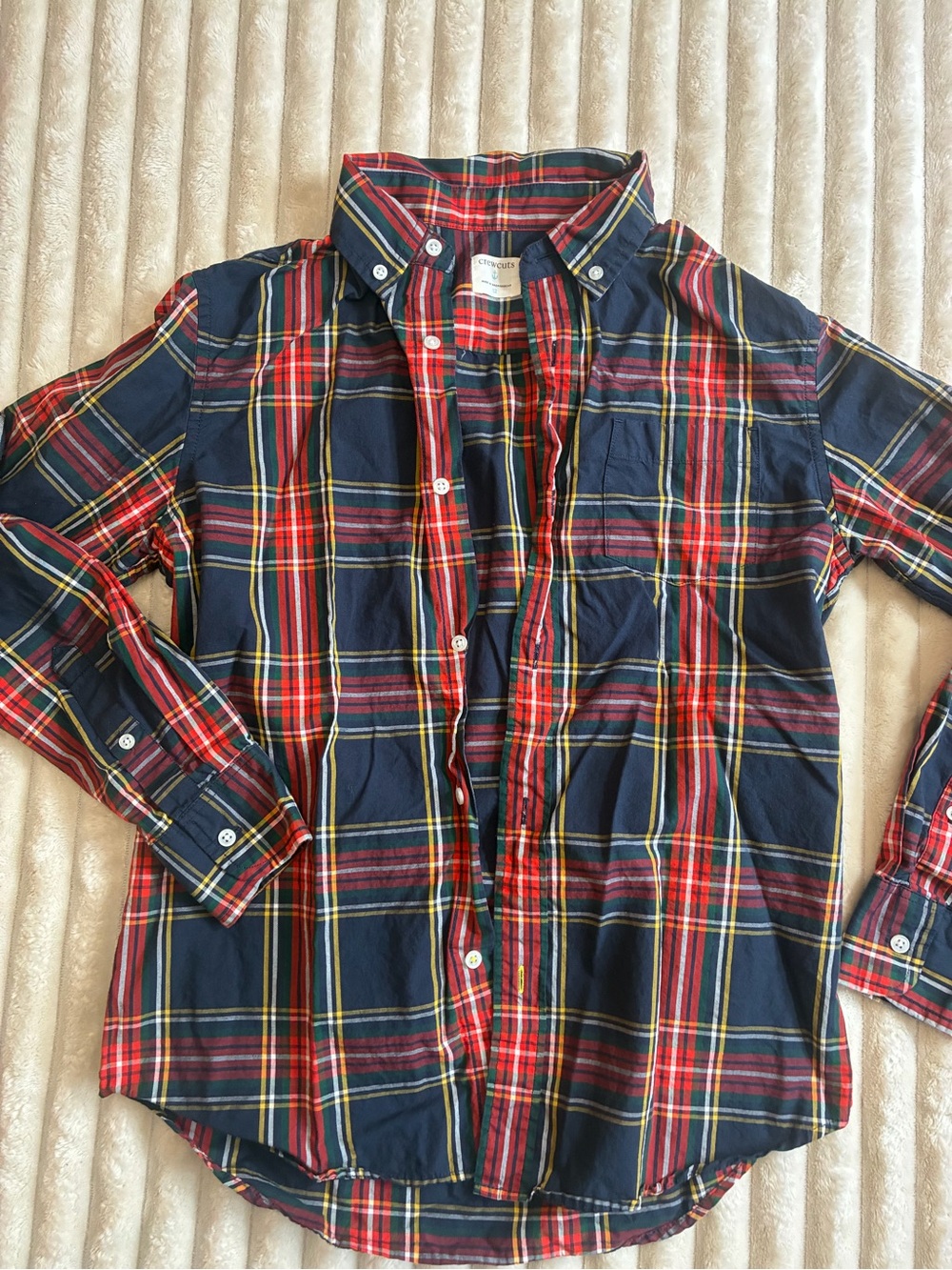 Crewcuts Boys Button Down Shirt | Size 12 | Red & Blue Plaid | GUC